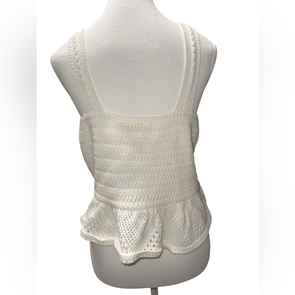 House of Harlow 1960 Cream Knit Peplum Tank Top – Size L – NWT - Picture 2 of 7